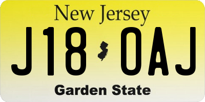 NJ license plate J18OAJ