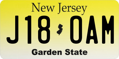NJ license plate J18OAM