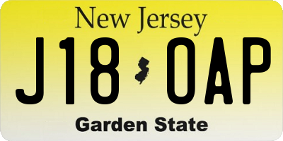 NJ license plate J18OAP