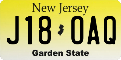 NJ license plate J18OAQ