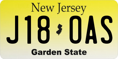NJ license plate J18OAS