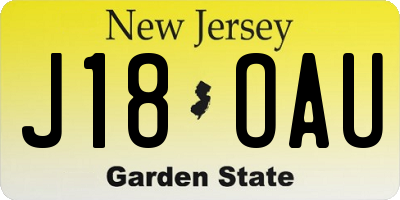 NJ license plate J18OAU