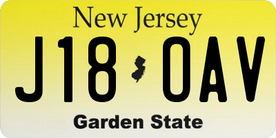 NJ license plate J18OAV