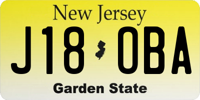 NJ license plate J18OBA