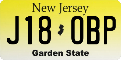 NJ license plate J18OBP