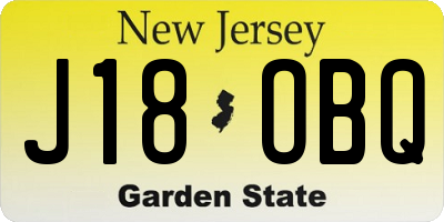 NJ license plate J18OBQ