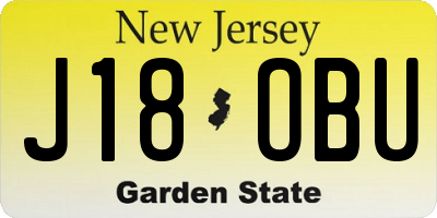NJ license plate J18OBU