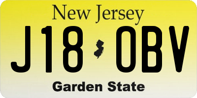 NJ license plate J18OBV