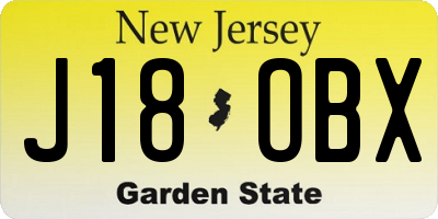 NJ license plate J18OBX