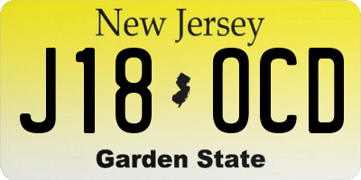 NJ license plate J18OCD