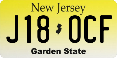 NJ license plate J18OCF
