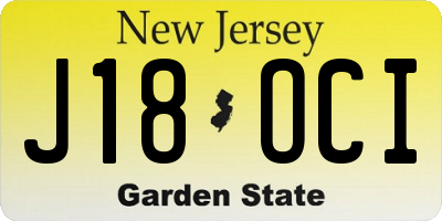 NJ license plate J18OCI