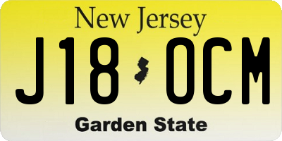NJ license plate J18OCM