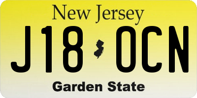 NJ license plate J18OCN