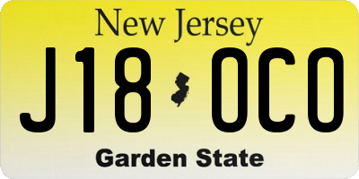NJ license plate J18OCO