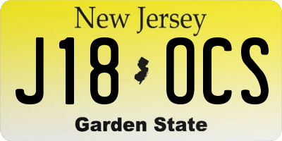 NJ license plate J18OCS