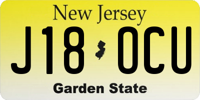 NJ license plate J18OCU
