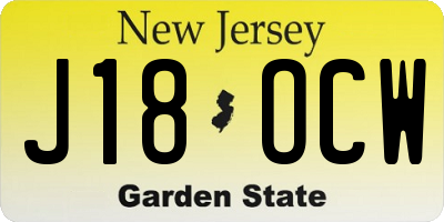 NJ license plate J18OCW
