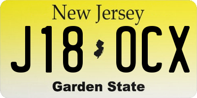 NJ license plate J18OCX