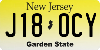 NJ license plate J18OCY