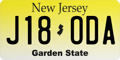 NJ license plate J18ODA
