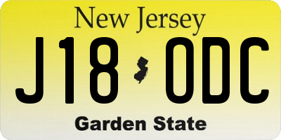 NJ license plate J18ODC