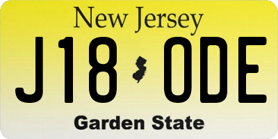 NJ license plate J18ODE