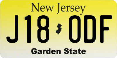 NJ license plate J18ODF
