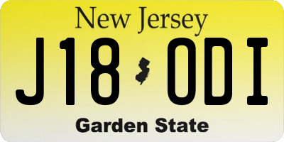 NJ license plate J18ODI