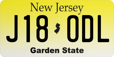 NJ license plate J18ODL