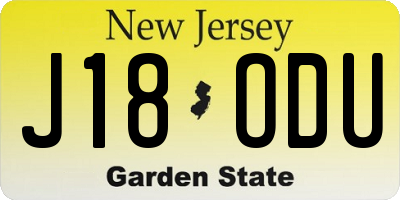 NJ license plate J18ODU