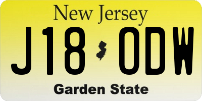 NJ license plate J18ODW