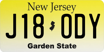 NJ license plate J18ODY
