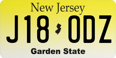 NJ license plate J18ODZ