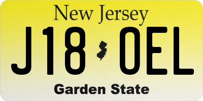NJ license plate J18OEL
