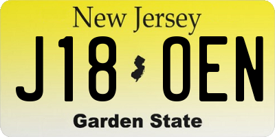 NJ license plate J18OEN