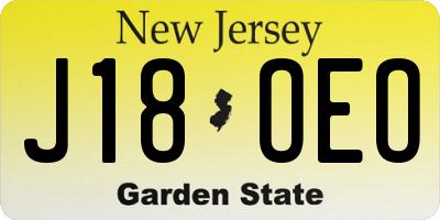 NJ license plate J18OEO