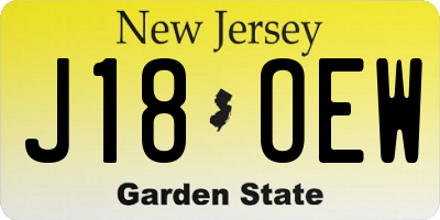 NJ license plate J18OEW