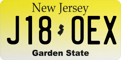 NJ license plate J18OEX