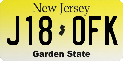 NJ license plate J18OFK