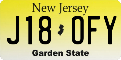 NJ license plate J18OFY