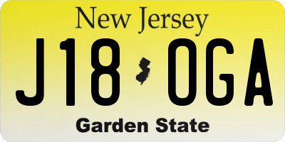 NJ license plate J18OGA