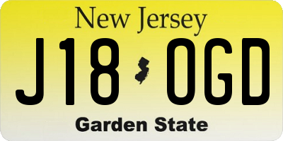 NJ license plate J18OGD
