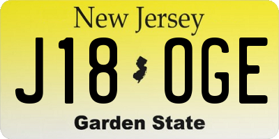 NJ license plate J18OGE