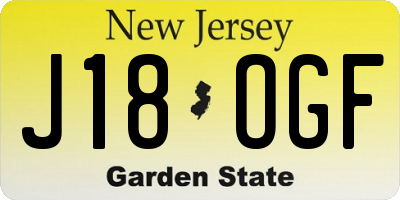 NJ license plate J18OGF