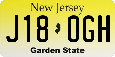 NJ license plate J18OGH