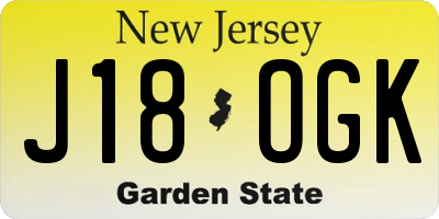 NJ license plate J18OGK