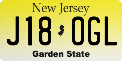 NJ license plate J18OGL