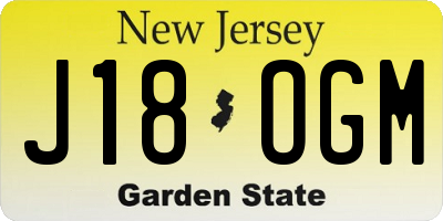 NJ license plate J18OGM