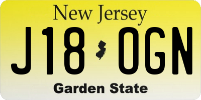 NJ license plate J18OGN